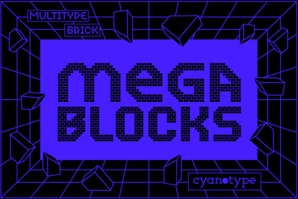 MultiType Brick Mega Blocks: A Pixelated Display Font